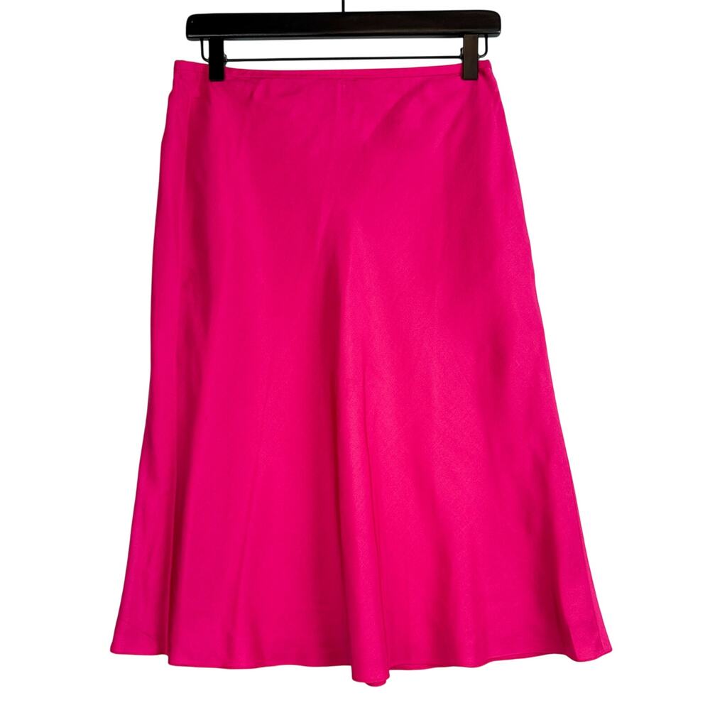 Y2K Ann Taylor 100% Silk Knee Length Skirt Pink - Siez 6